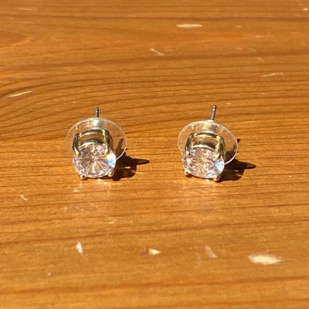 Crystal Earrings with Gold Backing